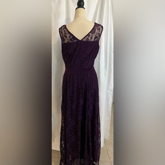 NEW Candalite Woman Plus Plum Purple Floral Lace Dressy Maxi Flare Dress Size 1X - Picture 6 of 10